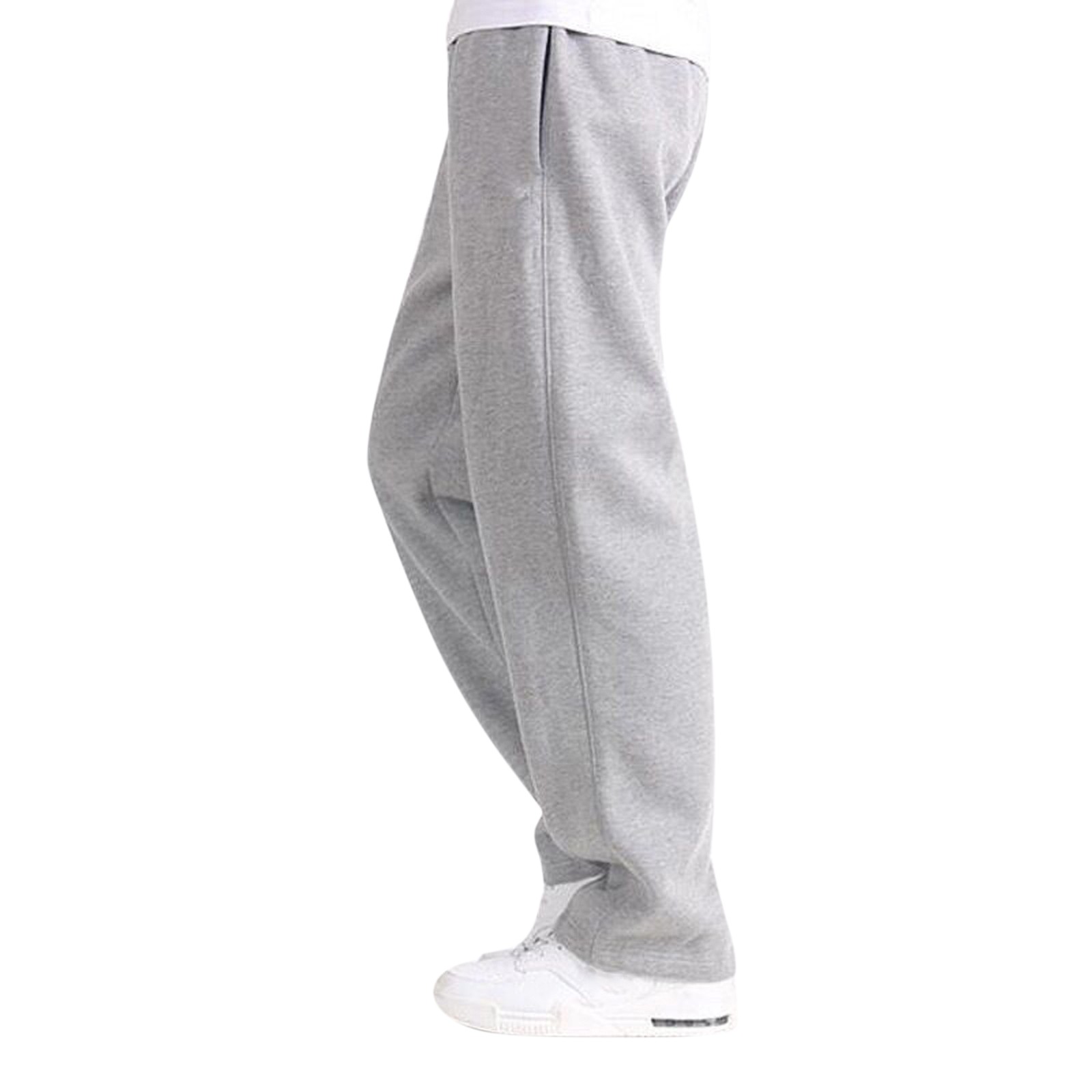 thumbnail image 4 of Pantalones rectos holgados informales para hombre - Pantalones cálidos con cintura elástica - Diseño liso otoño/invierno M-XXXL, 4 of 8